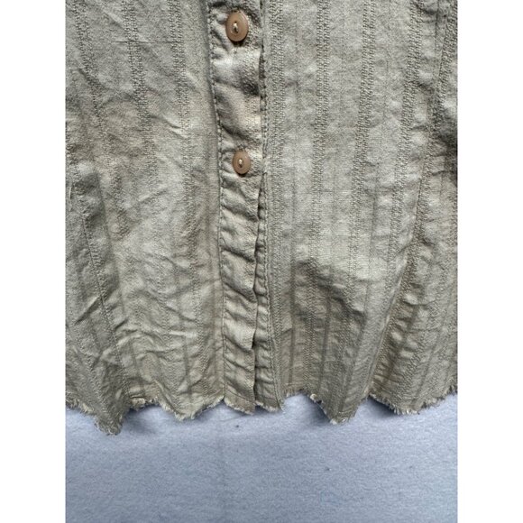 Avenue Outfit Stars Olive Green Button-Up Long Sleeve Shirt Frayed Womens L - Picture 3 of 9